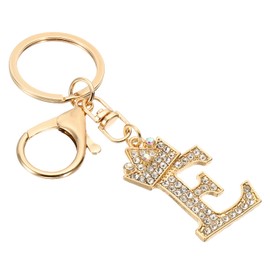 PATIKIL Initial Letter Keychain, Letter E Crown Design Charm with Crystal Diamonds Decorative Alphabet Pendants for Bag Backpack DIY Craft, Gold Tone