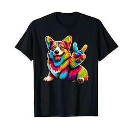 Peace Sign Tie Dye Corgi dog Men Women Kids T-Shirt