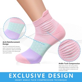 IRAMY Compression Ankle Support Socks Women Coolmax Wicking Cushioned Athletic Plantar Fasciitis Relief,Black+White+Grey,3 Pairs,X-Large