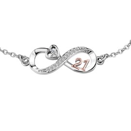 KunBead Infinity Heart Rose Gold 21 Birthday Bracelets Stainless Steel Adjustable Bracelet for Women