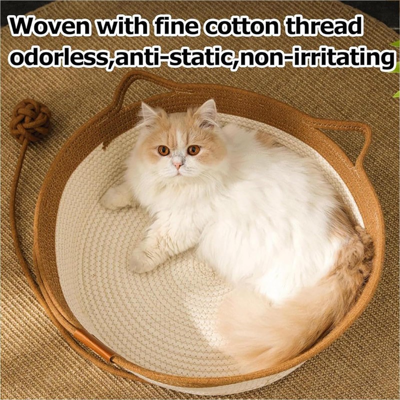 FHKPET Instinct Basket, Stimuli Handwoven cat Basket Rope Cotton Eliminates