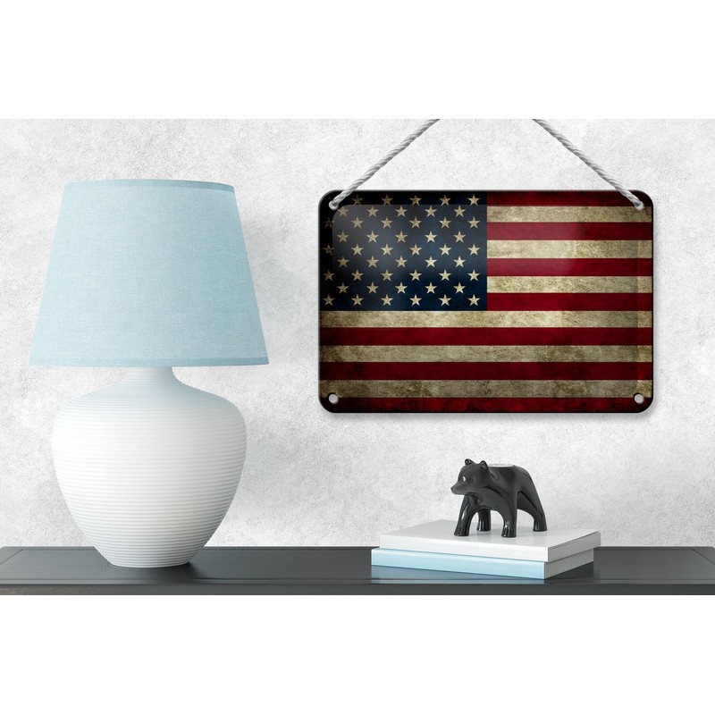 Tin Sign Flag 18 x 12 cm United States America