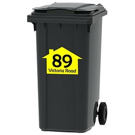 4X Yellow Bin Numbers Wheelie Bin Vinyl Weather Proof Stickers Customised House Numbers Street Names Choice of sizes (A6, A5, A4) (SKU-Yellow.Bin-A4)