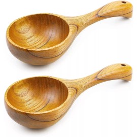 Kitchen 2 Pack Wooden Kitchen Scoop Ladle,Multipur