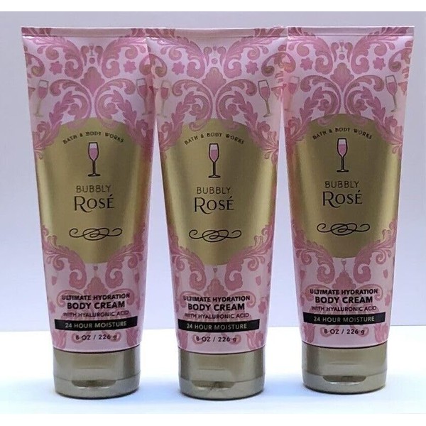 3 BUBBLY ROSE Ultimate Hydration bath Body Cream 8 oz