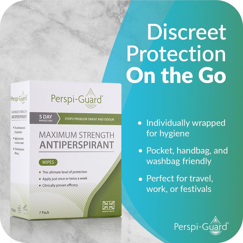 Perspi-Guard Max Strength Antiperspirant Body Wipes for Adults, 7 Individual