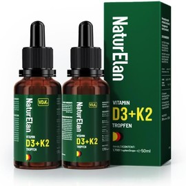 Vitamin D3 K2 hochdosiert Tropfen - 100ml, 1000 I.E. Vitamin D3 pro Tropfen, vegetarisch, ohne Zusätze, in Deutschland produziert