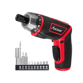 AVID POWER Electric Screwdriver Set Rechargeable 4V Cordless Screwdriver Kit with 11pcs Accessories, 5.65Nm Screw Gun, 5+1 Torque Setting, 2 Position Handle with LED Light-Dark Red