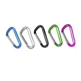 5 x D Shape coloured Carabiner Clip Snap Hook Small Keyring Camping Karabiner UK