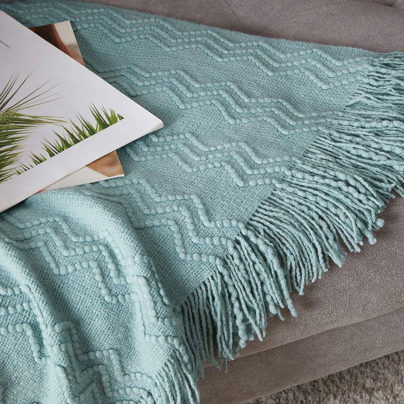 BOURINA Throw Blanket Textured Solid Soft Sofa Couch Cover Decorative