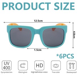 FDRJKN 6 Pack Kids Folding Sunglasses,childrens Sunglasse,kids Sunglasse,Toddler Sunglasses 3-4 Years with UV400 Protection, Lightweight PC Frame for Outdoor Activities and Parties