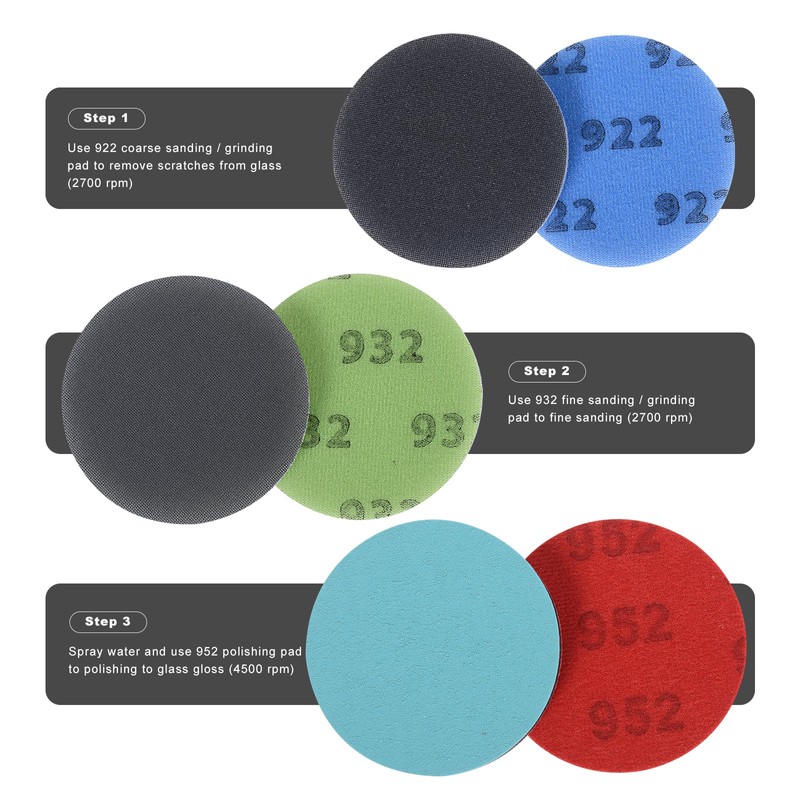 Glass Scratch Repair Removal Mesh Net Sanding Abrasive Pads Set
