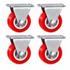 4-Pack Red PVC Swivel Caster Wheels, 1-Inch Furniture Replacement Casters