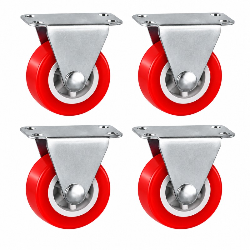 4-Pack Red PVC Swivel Caster Wheels, 1-Inch Furniture Replacement Casters