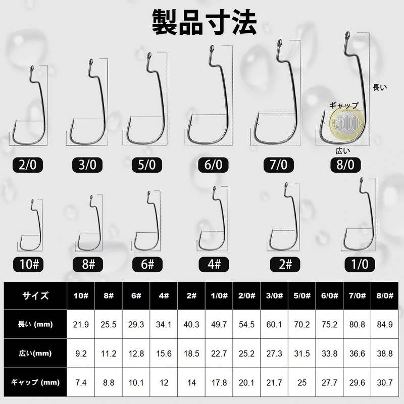 9KM DWLIFE Offset Worm Hooks 50 Hooks Bass Fishing Texas