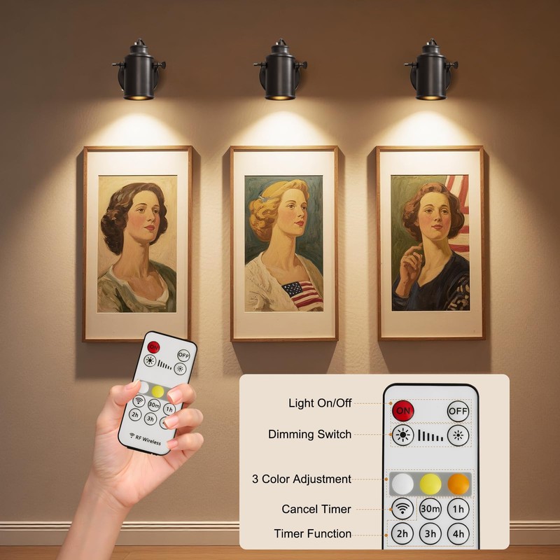 Vitnucrol Rechargeable Spot Lights Indoor with Remote, 5500mAh Battery Operated