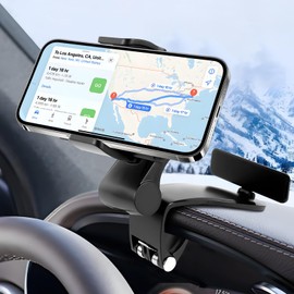 Hbxdeco Car Phone Holder, Multifunctional Dashboard Phone Holder for Car, 360 Degree Rotation Auto Cell Phone Mount, Universal Dash Board Car Clip Mount Stand for All Smartphones 4"-7"