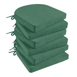 Basic Beyond Chair Cushions for Dining Chairs 6 Pack, Kitchen Chair Cushions with Ties and Non Slip Backing, 16 x 16 inches Chair Pads for Dining Chairs(Forest Green)