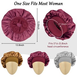 MELTU 1 Pack Hair Bonnet for Sleeping, Satin Bonnet with Wide Elastic Band, Silk Hair Wrap for Sleeping, Soft Sleep Cap (Red)