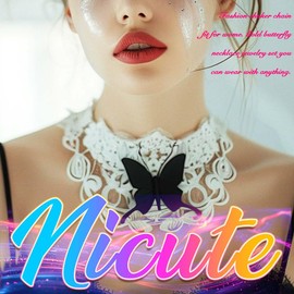 Nicute Butterfly Earrings Necklace Set Gold Cuban Link Choker Prom Party African Set for Women (Necklace and Earrings)