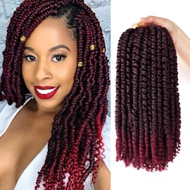 8 Packs Pre-twisted Passion Twist Hair 14 Inch Passion Twist Crochet Hair Ombre Burgundy Pre Looped Bohemian Passion Twist Crochet Braids Hair for Black Women