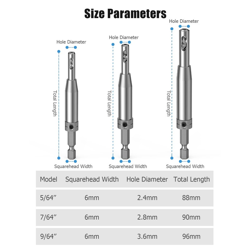 Upgrade Hinge Drill Bit Set 3Pcs, Ancable 1/4" Hex Shank