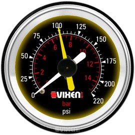 Vixen Air Two 2" Dual Needle Air Pressure Black Gauges with Four Momentary Switches and Metal Dash Panel Kit VXF2GP4RKB