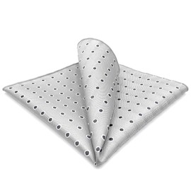 SHLAX&WING Mens Pocket Square Silk Hanky Grey Dots Business 12.6 inches Large