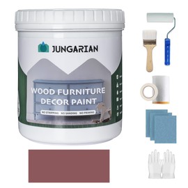 Jungarian Furniture Paint Kit 32oz with Tools - Water-based & Low Odor All-in-One No Sanding - Matte Finish Indoor Outdoor Wood Paint for Cabinets, Doors, Tables and Dressers - Sun Dried Tomato