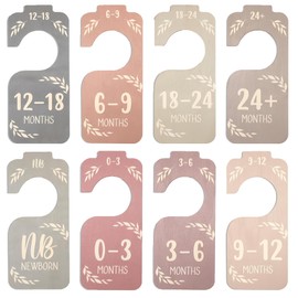 8 Pcs Baby Wardrobe Dividers，Double-Sided Nursery Closet Dividers for Clothes，Wooden Baby Clothes Dividers & Organiser for Newborn to 24 Months(Pastel Colors)