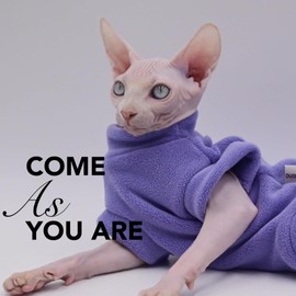 Warm Thick Fashion Cat Hoodie for Autumn and Winter, Hand or Machine Washable (Purple, X-Small)