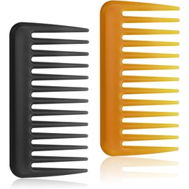 Wide Tooth Comb, 2 PCS Mini Purse Travel Comb Detangling Shower Combs for Women Wide Tooth Comb for Curls Portable Small Hair Comb Styling Comb for for Men Women Wet Dry Long Hair (Black and Brown)