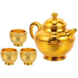 PRETYZOOM 4Pcs Buddhist Altar Cup Wine Kettles Set Gold Water Kettle Teapot Buddhist Offering Cup Holy Water Cups Sacrifice Cup Worship Kettle
