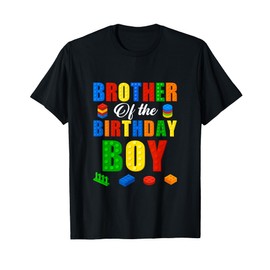 Brother Birthday Boy Master Builder Building Bricks Blocks T-Shirt