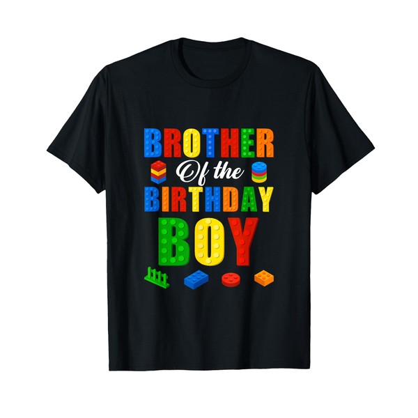 Brother Birthday Boy Master Builder Building Bricks Blocks T-Shirt