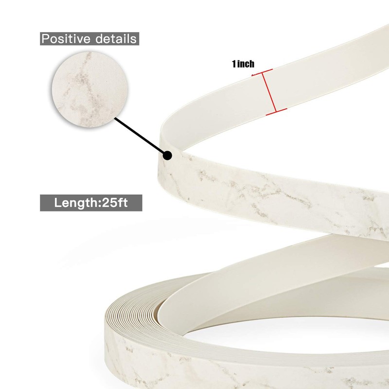 ZYJT Marble Edge Banding 1" x 25ft Non Glued PVC