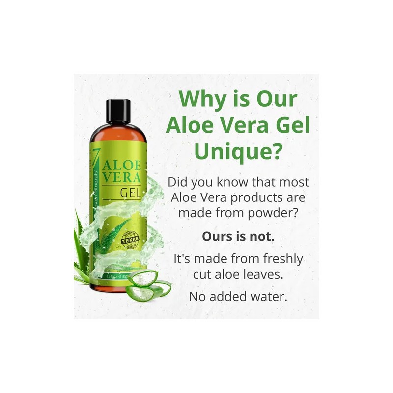 Aloe Vera Gel - 99% Organic, 12 Oz - No