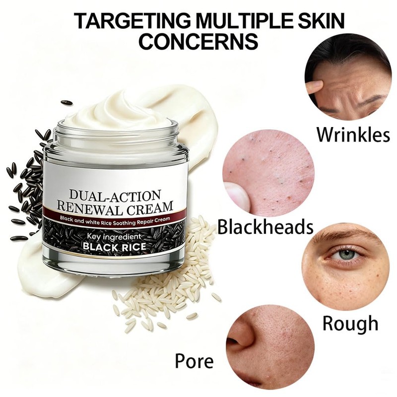 Dual Action Renewal Cream, Black And White Rice Cream