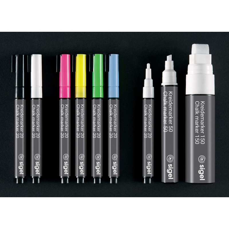 Sigel GL177/12 Chalk Marker Black Pack of 24 Bullet Tip