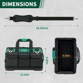 GRENPRO Tool Bag, 15 Inch Molded Bottom Toolbag, 18-Pocket Heavy Duty Portable Waterproof Toolbox, Soft Handle Tool Organizer for Mechanics, DIY, Valentines Day Gifts for Him Dad Men