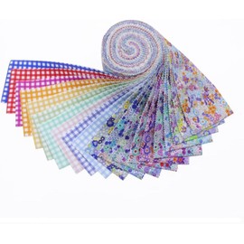 CraftsFabrics 2.5'' x 44'' Floral & Checkered 20Pcs Jelly Roll Strips 100% Cotton Pre-Cut Fabric for Quilting, Scrapbooking, Sewing, Arts & Crafts, Patchwork