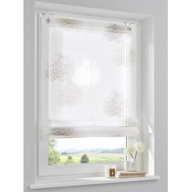 Kutti Tenda a Pacchetto Bellinda Bianca, Motivo Floreale Naturale, con Occhielli 60 * 140 cm