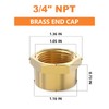 GASHER 3/4"NPT Brass Pipe Cap, NPT Female Thread Socket Pipe