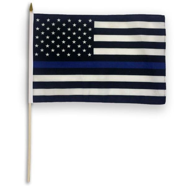 Thin Blue Line 12x18" Stick Flag - Hand Held USA