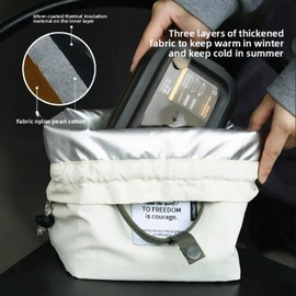 Talvryx Insulated Lunch Bag for Women & Man - Thermal Reusable Tote with Drawstring Closure, Inner Pocket & Handles, Bento Box Carrier for Work/Travel (Olive Green)