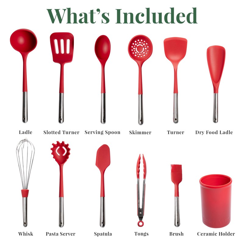 Larder & Vine 12-Piece Silicone Kitchen Cooking Utensils Set with