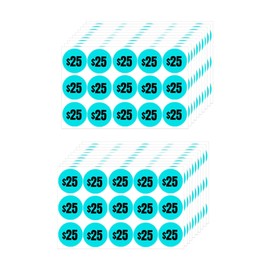 Mobiusea Creation 300pcs $25 Price Stickers | 25 Dollar Price Tags Labels | Bright Blue Color with Black Text | 1" in Diameter | Preprinted Price Labels | Garage Sale Stickers