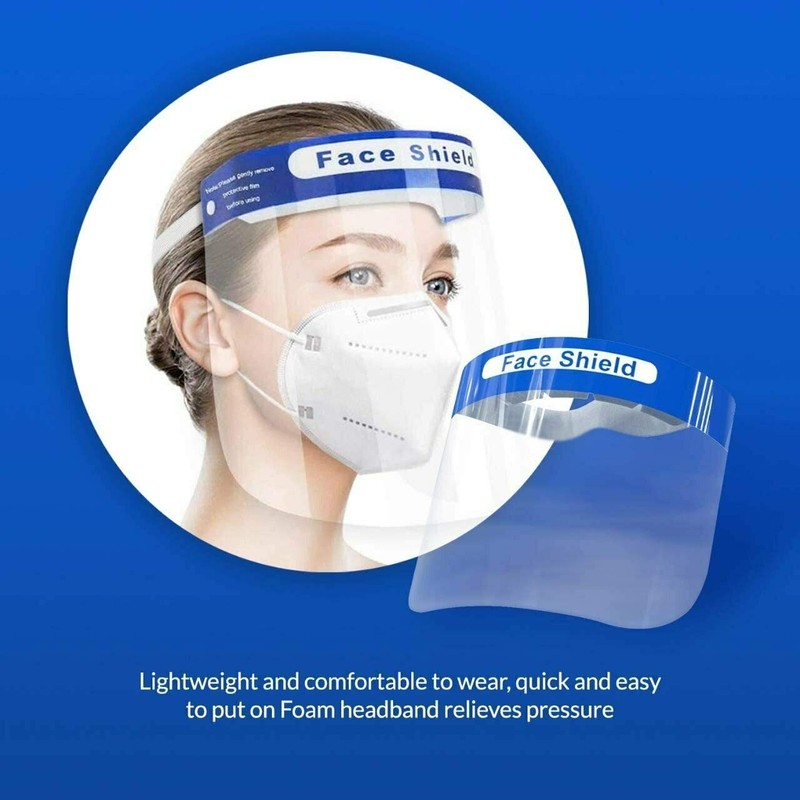Komonee Face Shield Reusable Plastic Safety Visor Screen Transparent Cover