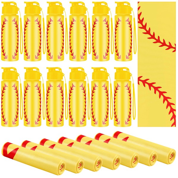 24Pcs Sport Party Favors 12 Pcs Reusable Softball Water Bottle