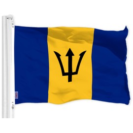 G128 Barbados Barbadian Flag | 3x5 Ft | LiteWeave Pro Series Printed 150D Polyester | Country Flag, Indoor/Outdoor, Vibrant Colors, Brass Grommets, Thicker and More Durable Than 100D 75D Polyester